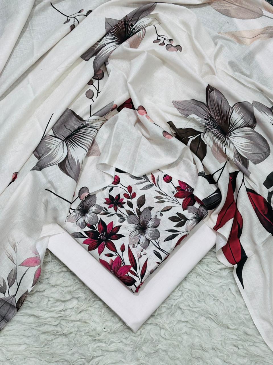 3PC Unstitched Printed Lawn Suit SR0061