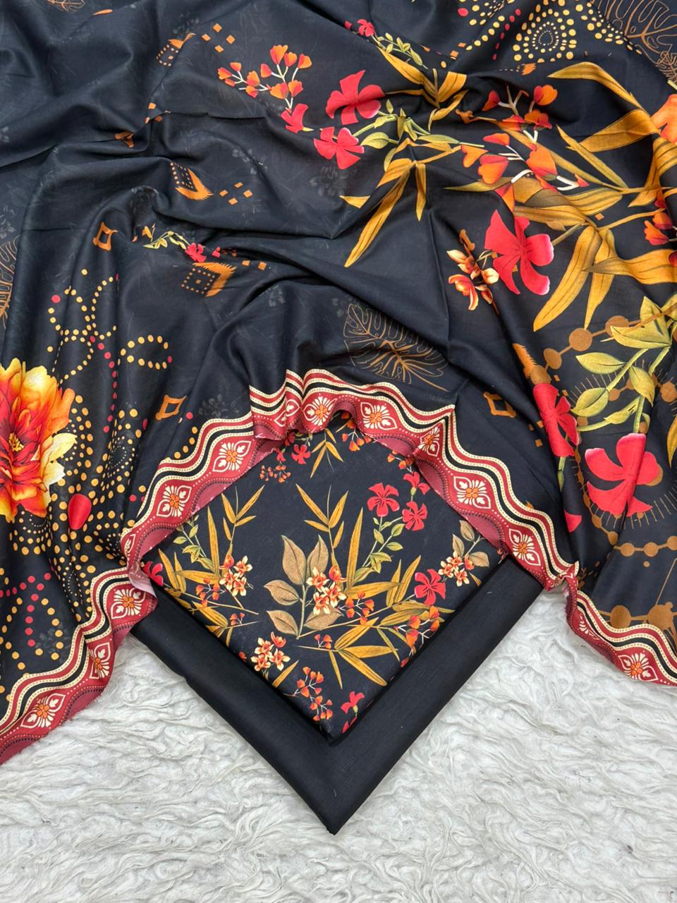 3PC Unstitched Printed Lawn Suit SR0061