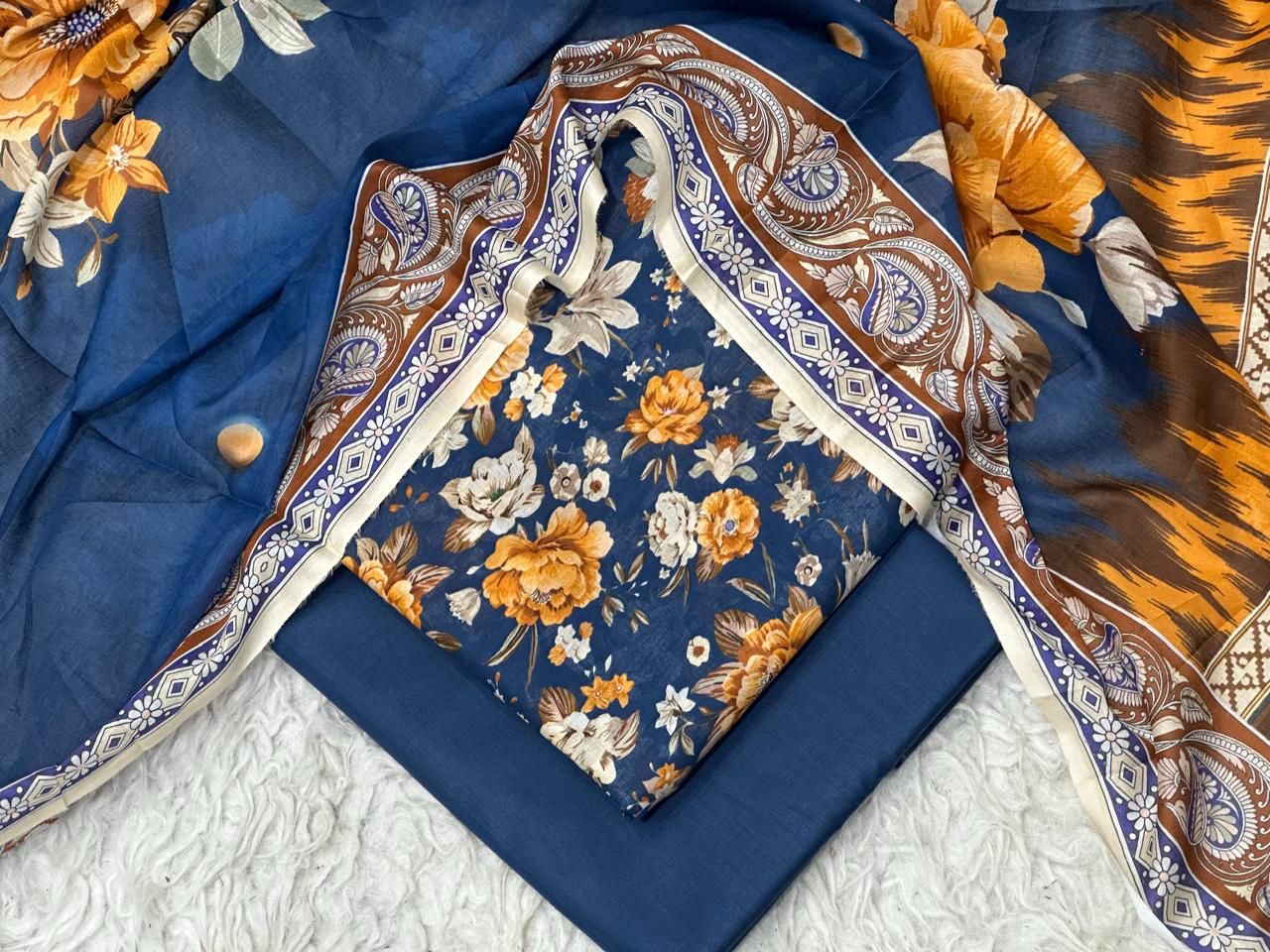 3PC Unstitched Printed Lawn Suit SR0061
