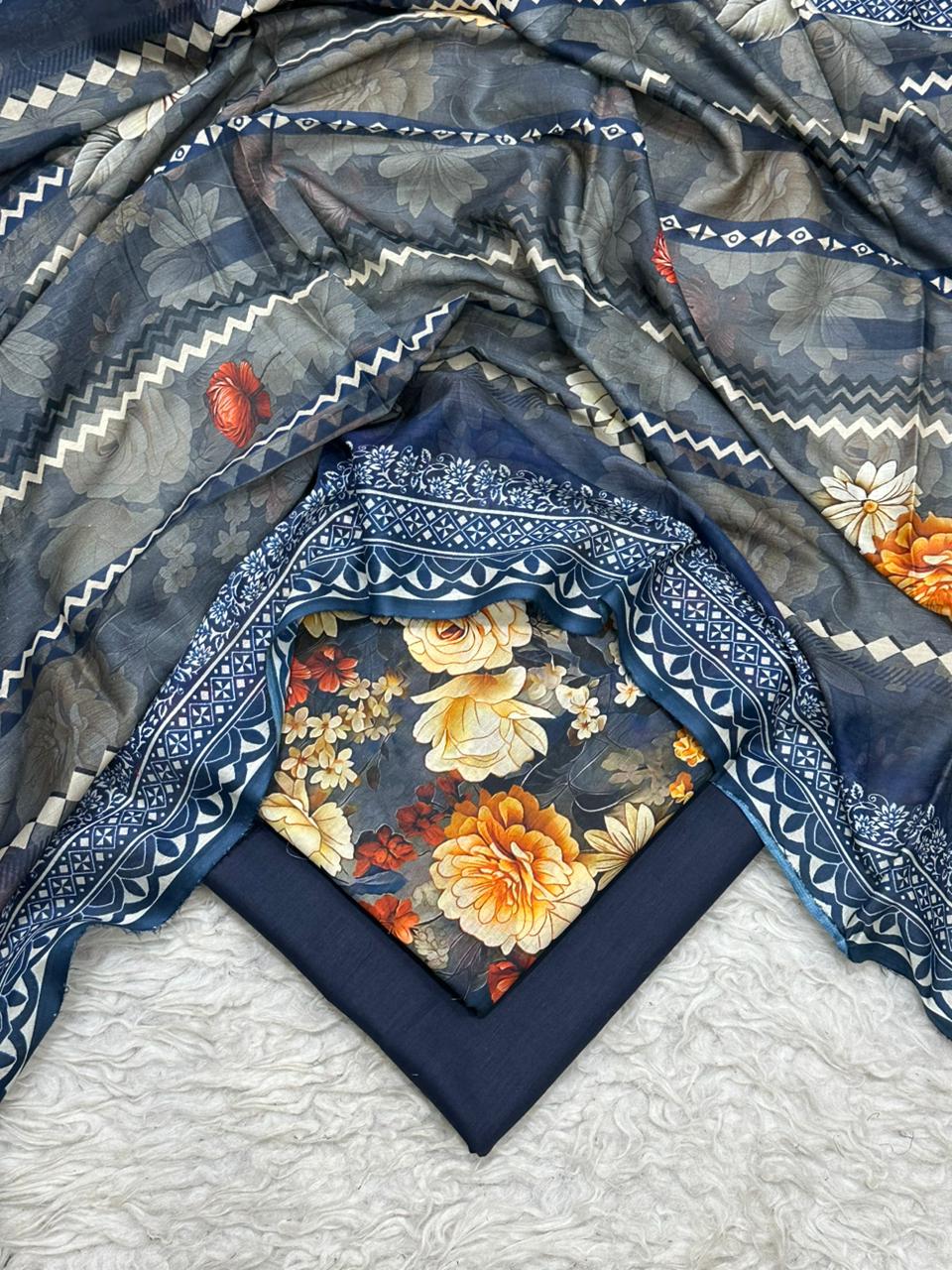 3PC Unstitched Printed Lawn Suit SR0061