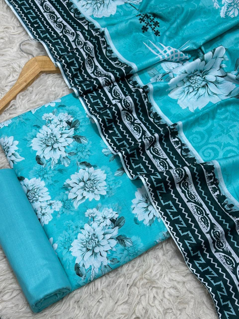 3PC Unstitched Printed Lawn Suit SR0061