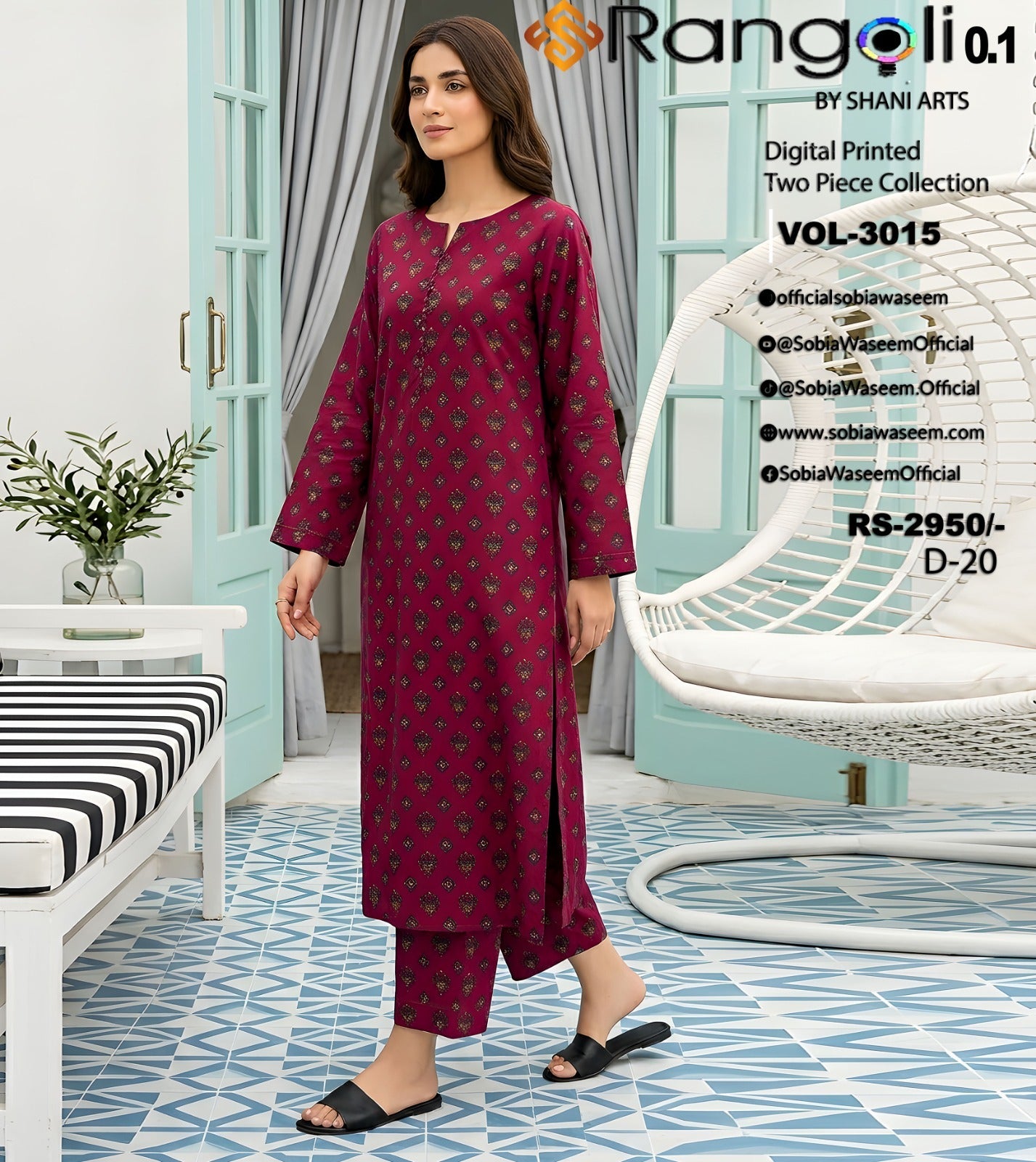 Two Piece Unstitched Digital Printed Lawan SR0041