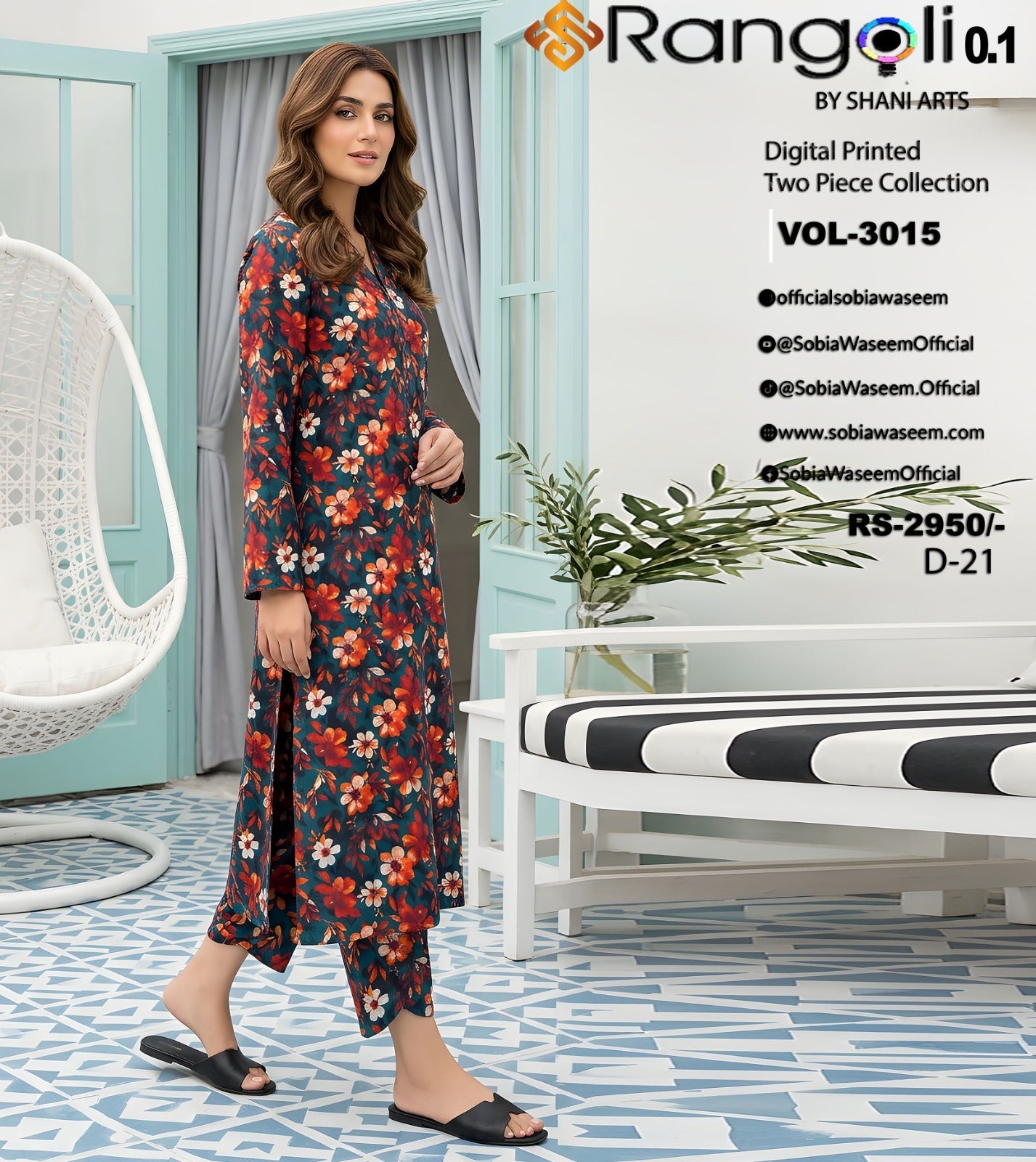 Two Piece Unstitched Digital Printed Lawan SR0041