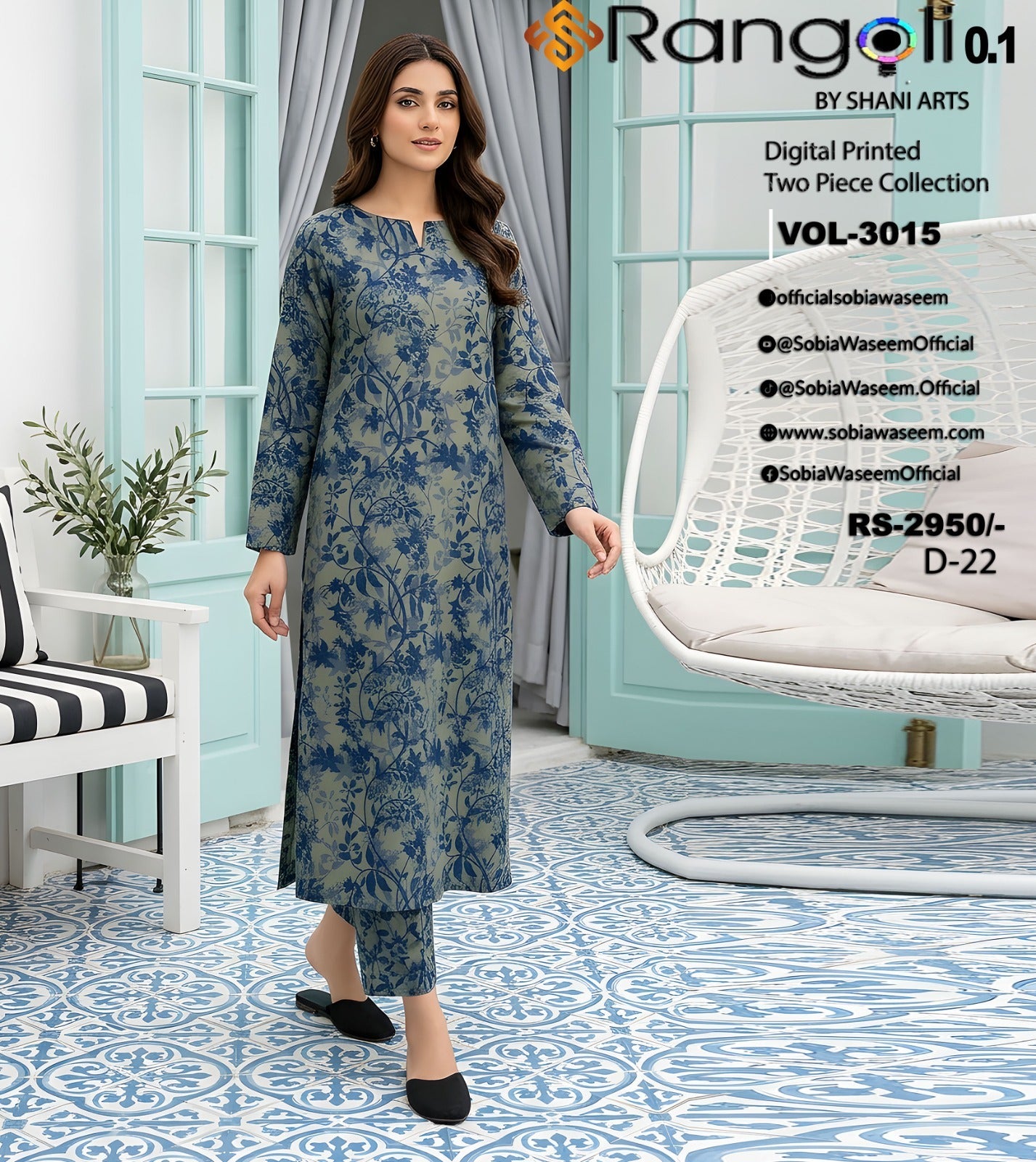Two Piece Unstitched Digital Printed Lawan SR0041