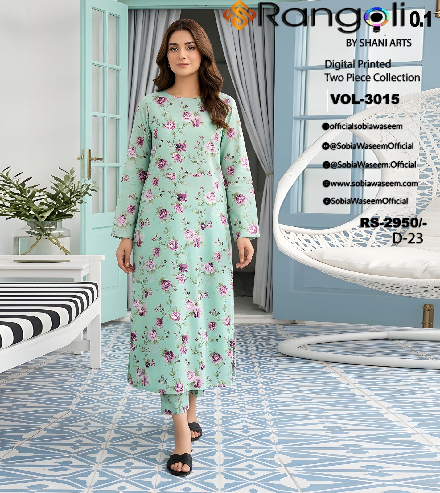 Two Piece Unstitched Digital Printed Lawan SR0041