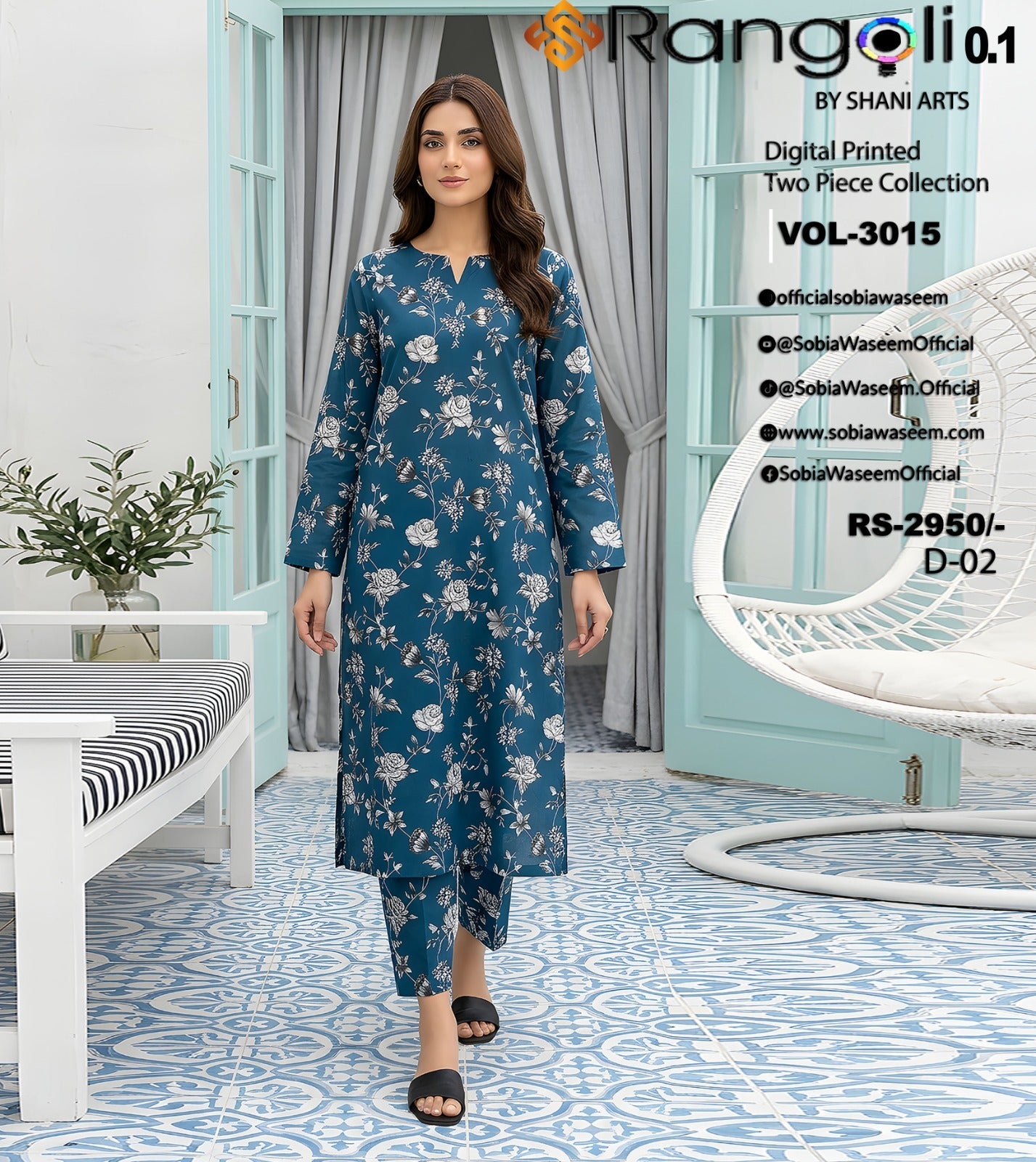 Two Piece Unstitched Digital Printed Lawan SR0041