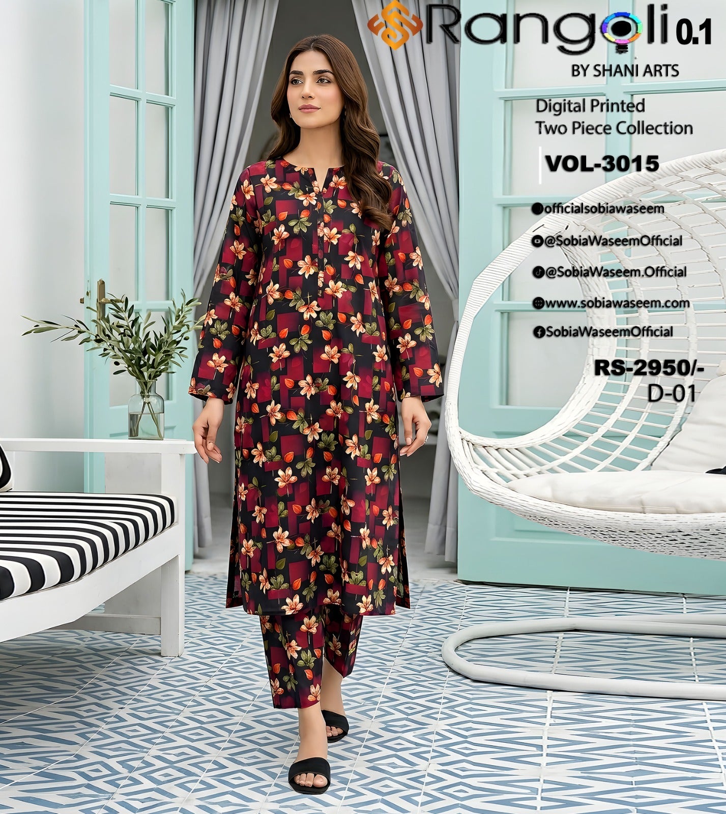 Two Piece Unstitched Digital Printed Lawan SR0041