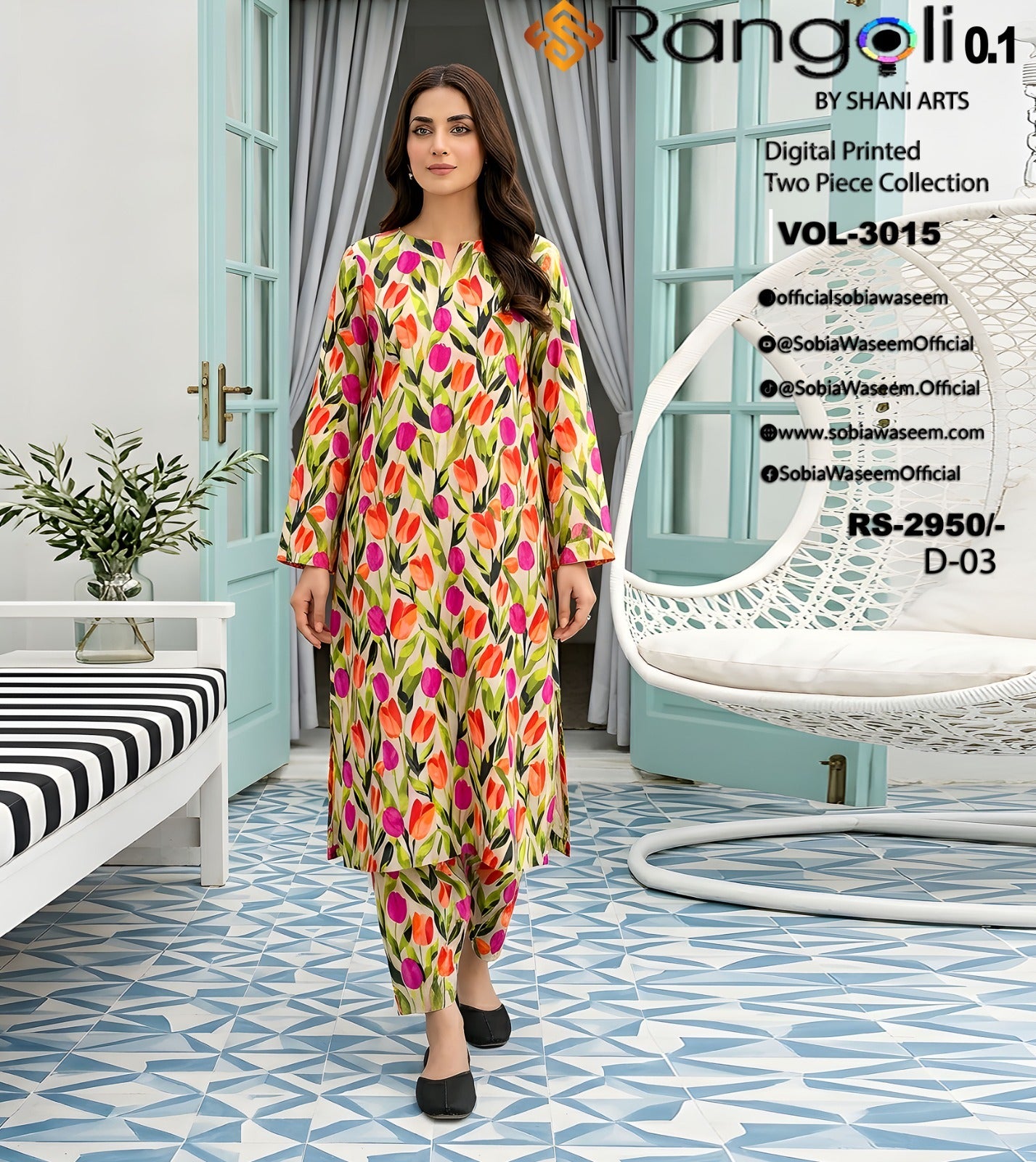 Two Piece Unstitched Digital Printed Lawan SR0041