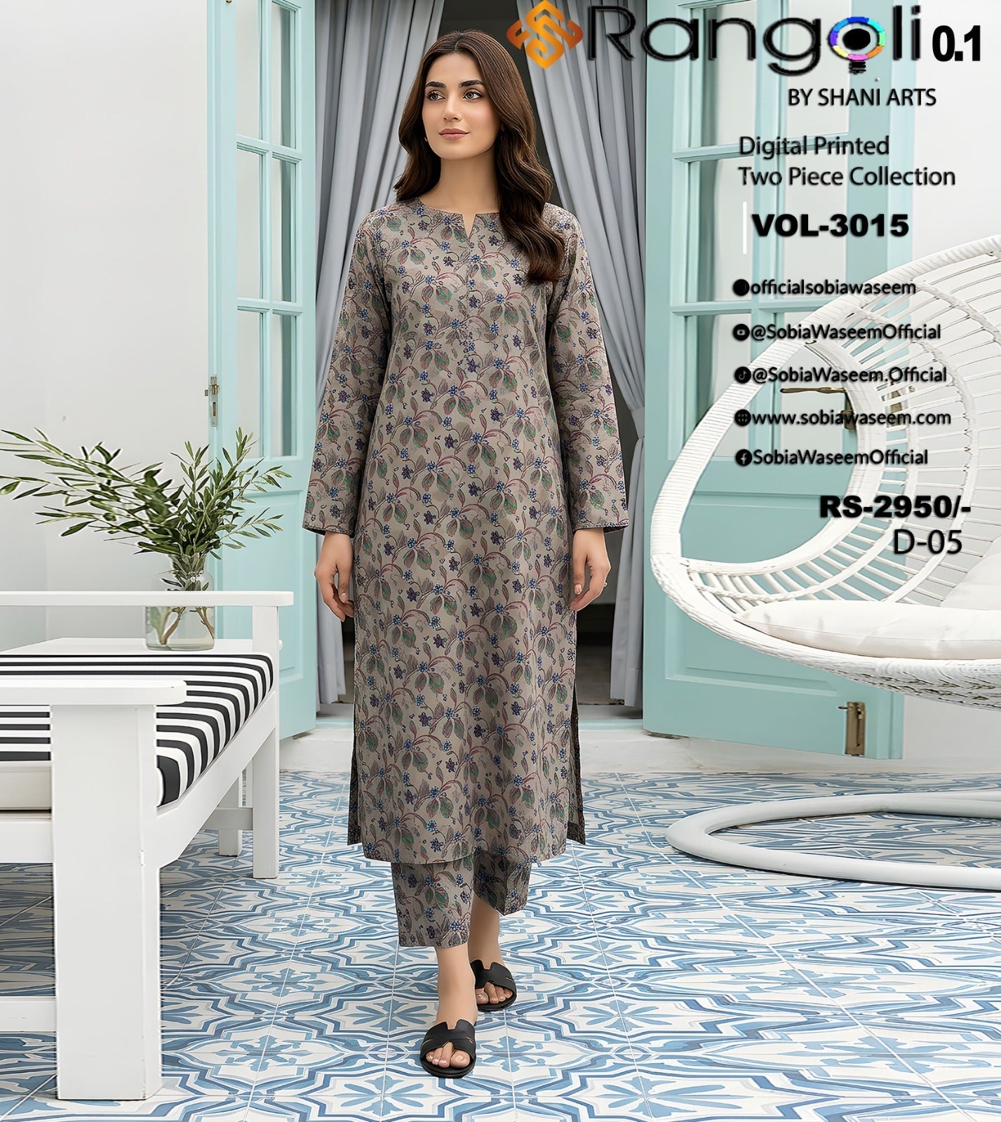 Two Piece Unstitched Digital Printed Lawan SR0041