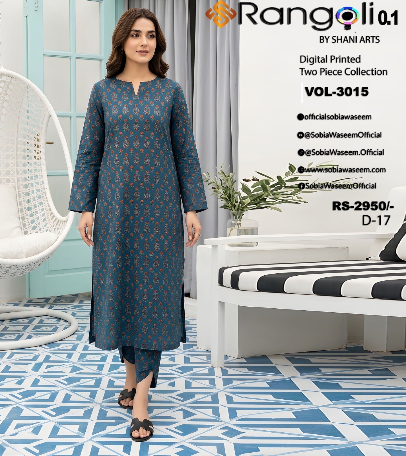Two Piece Unstitched Digital Printed Lawan SR0041