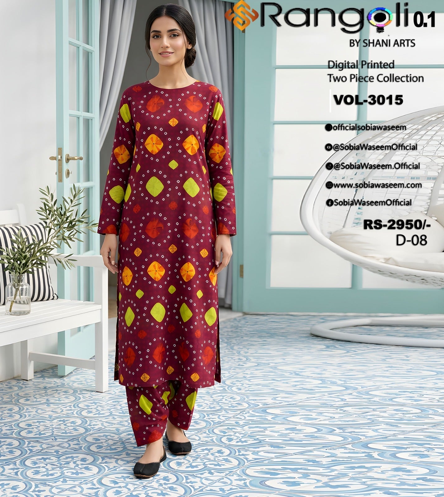 Two Piece Unstitched Digital Printed Lawan SR0041