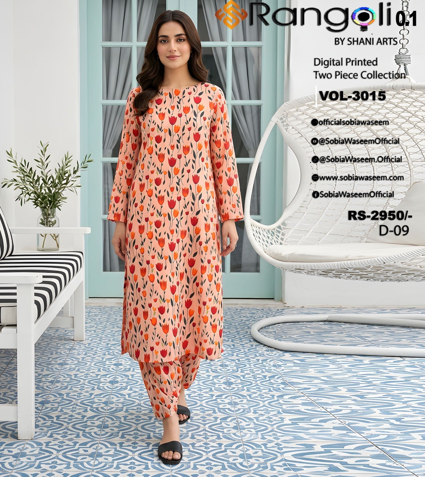 Two Piece Unstitched Digital Printed Lawan SR0041