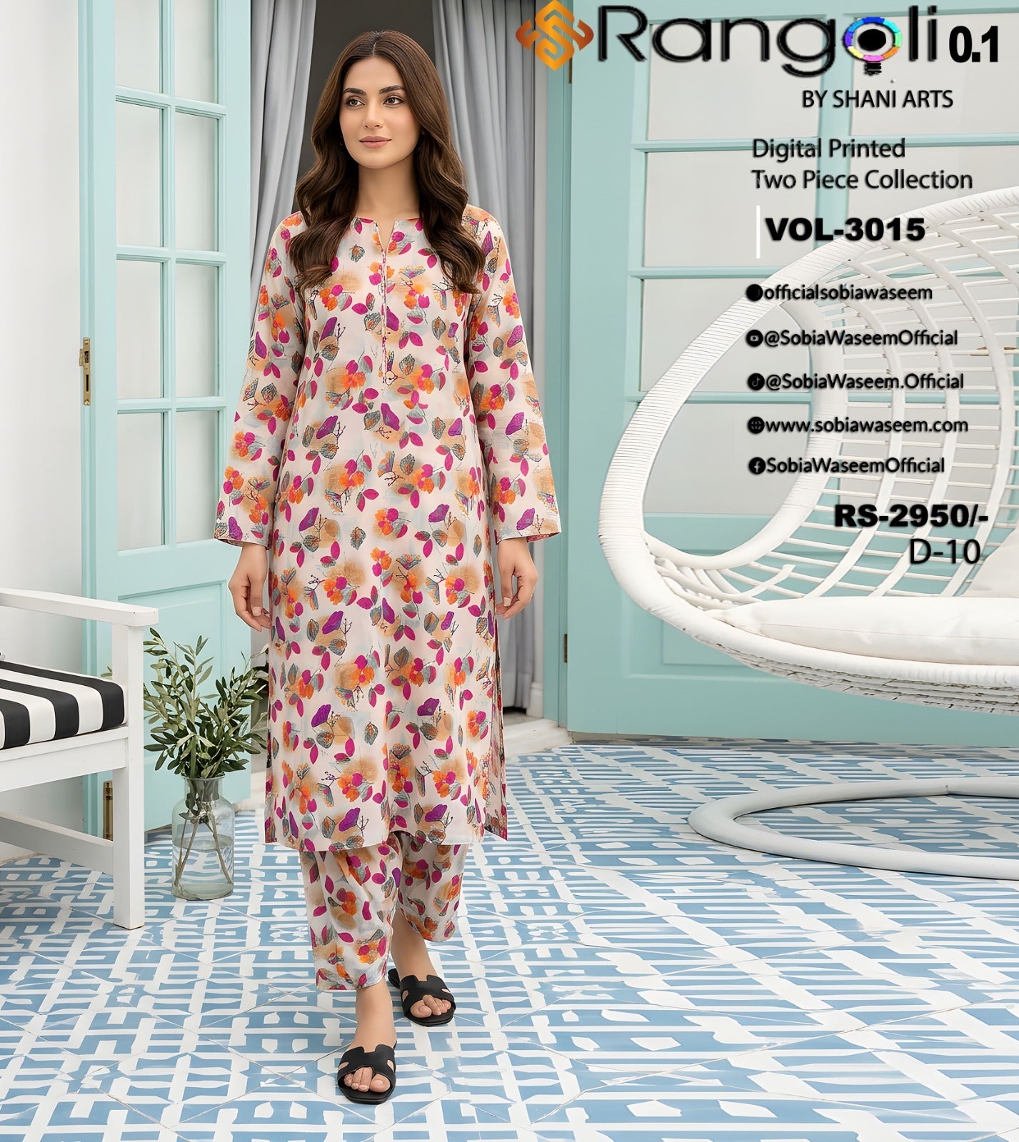Two Piece Unstitched Digital Printed Lawan SR0041