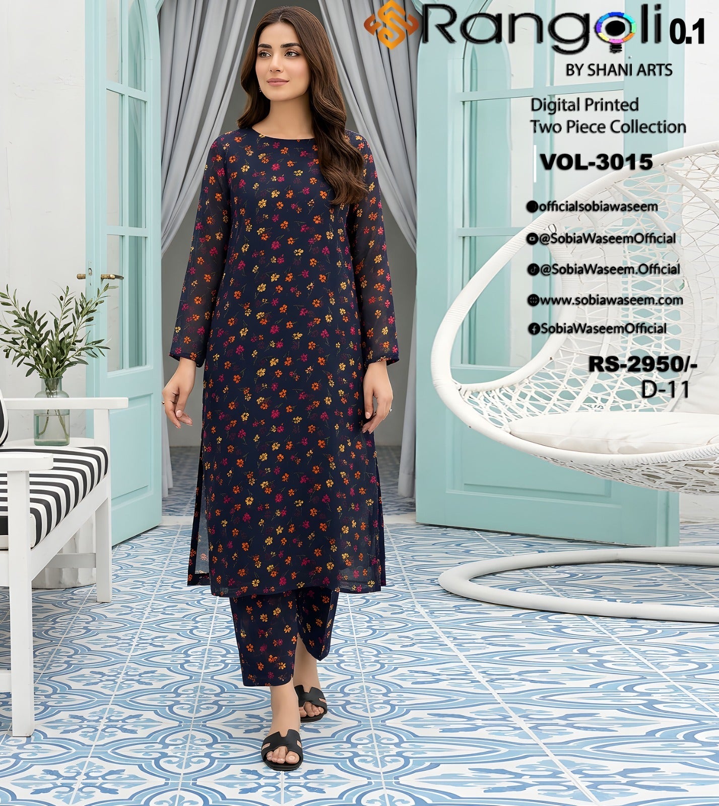 Two Piece Unstitched Digital Printed Lawan SR0041