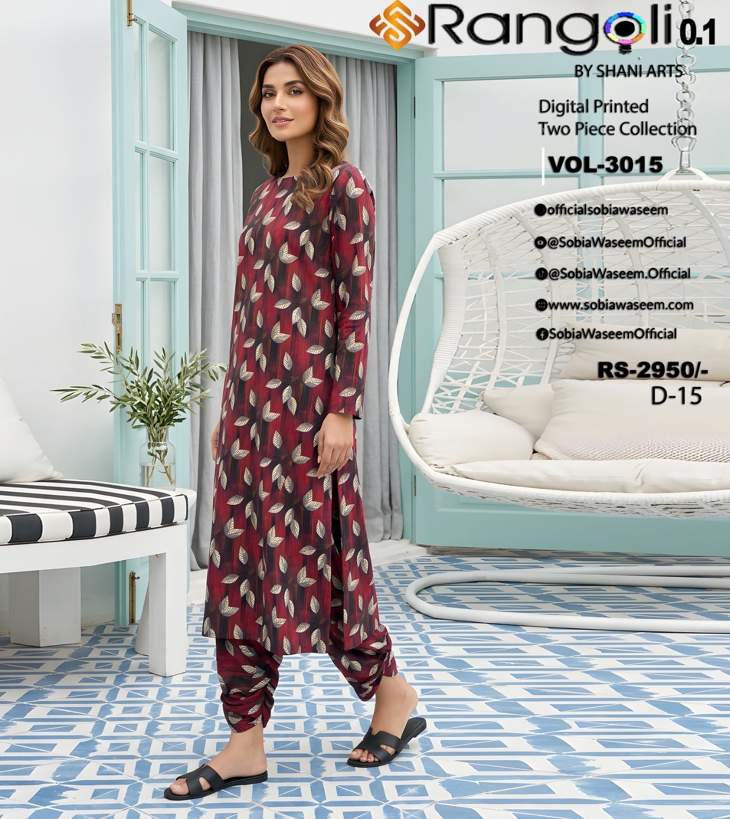Two Piece Unstitched Digital Printed Lawan SR0041