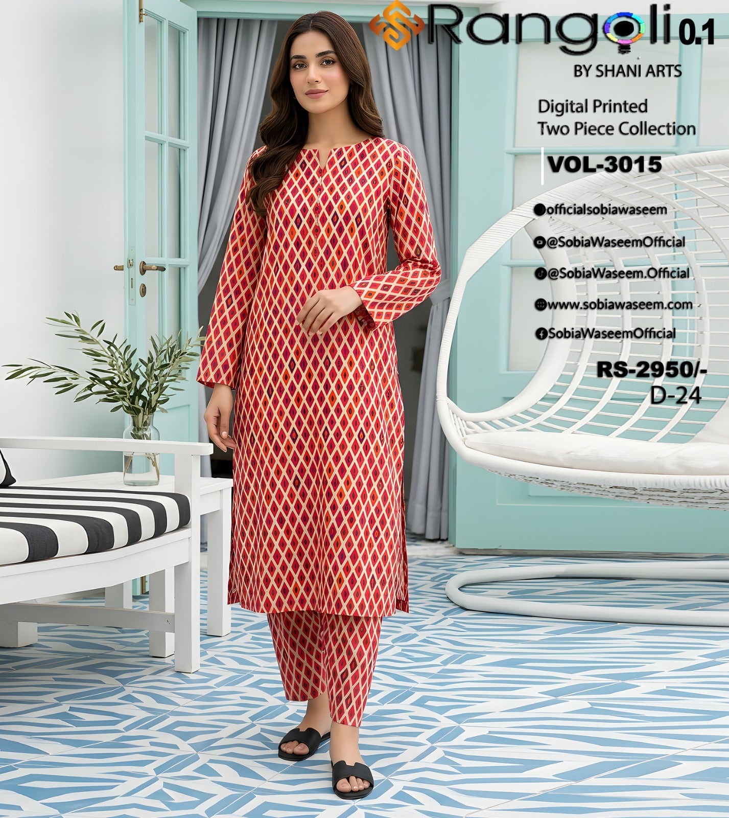 Two Piece Unstitched Digital Printed Lawan SR0041